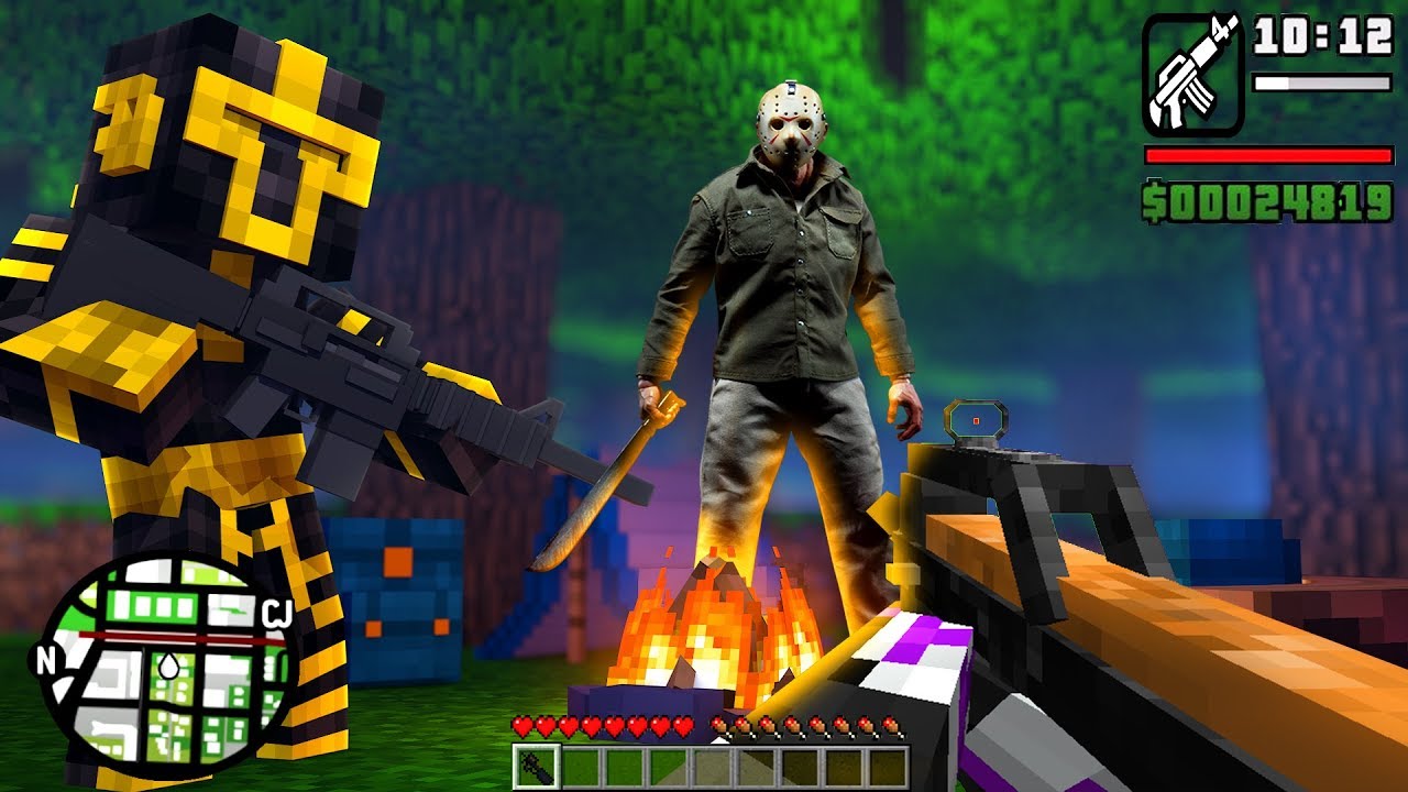 ¿¡JASON NOS QUIERE MATAR EN GTA DENTRO DE MINECRAFT!? | MINECRAFT TROLL