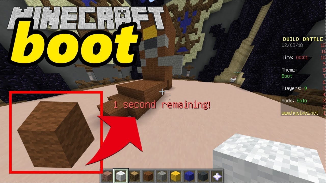 マインクラフト　制限時間内に建築バトル！　お題はブーツ ｜ビルドバトル on hypixel
