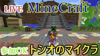 【マインクラフト】お城の入り口を仮に作る【ライブ－トシオのマルチ、マイクラ】
