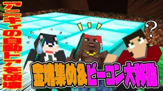 【ぽこなかくら＃135】ビーコンの位置替え＆金集め♪【マインクラフト】