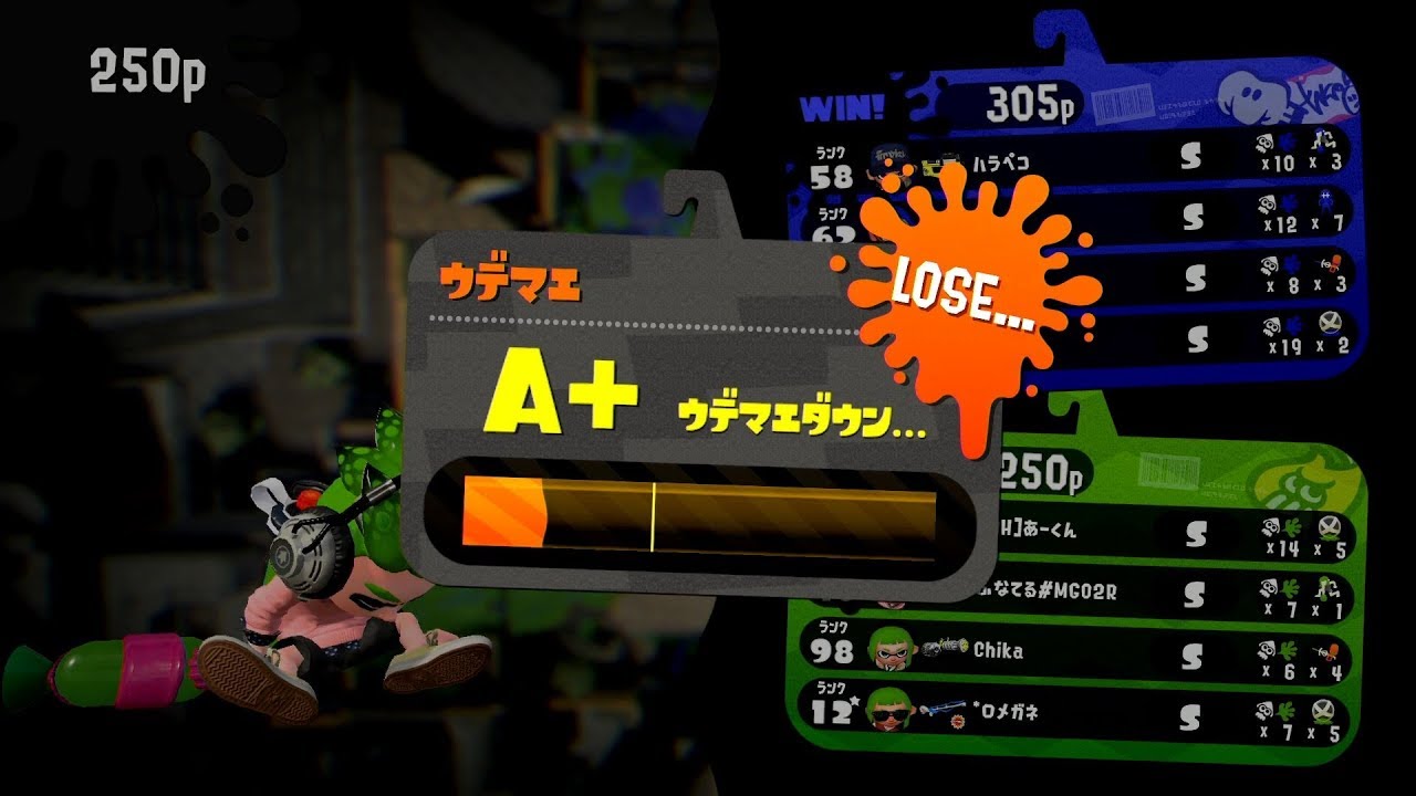 (2018.05.02)スプラトゥーン2試合記録(ガチヤグラS→A)、ゼルダの伝説BOW