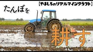 【リアルマインクラフト】田んぼをトラクターで耕す動画【お米の育て方part3】