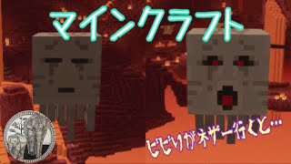 【マインクラフト】ネザーへ要塞探しに行ったがビビりすぎて前に進めない…