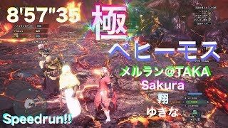 モンスターハンターワールド（極ベヒーモス）ヘビィ4pt MHW（Extreme behemoth speed run）8:57 HBG