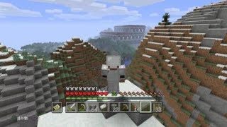 (マインクラフト) 空翔るトロッコ開通。森の洋館が見える山～第一拠点 （Minecraft)