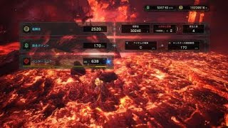 モンスターハンターワールド MHW　極ベヒーモス ヘビィ賊タンク１２回目　野良救難　チャアク×３　火力やばいw　成り行きの野良さんと一緒に