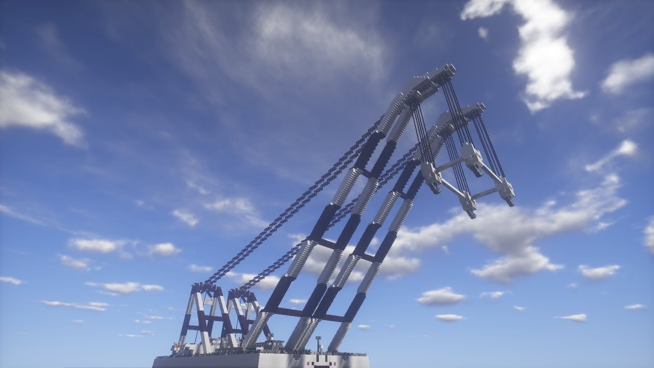 マインクラフト - 起重機船つくってみた