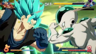 ドラゴンボール ファイターズ　世界１位ベジータ（黒髪）　ゴテンクスのドーナツを上手く使う　膝での叩き落しがすごい