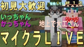 マインクラフト　ＬＩＶＥ  Minecraft   地上で大工さん　登録してね＾＾　＃13