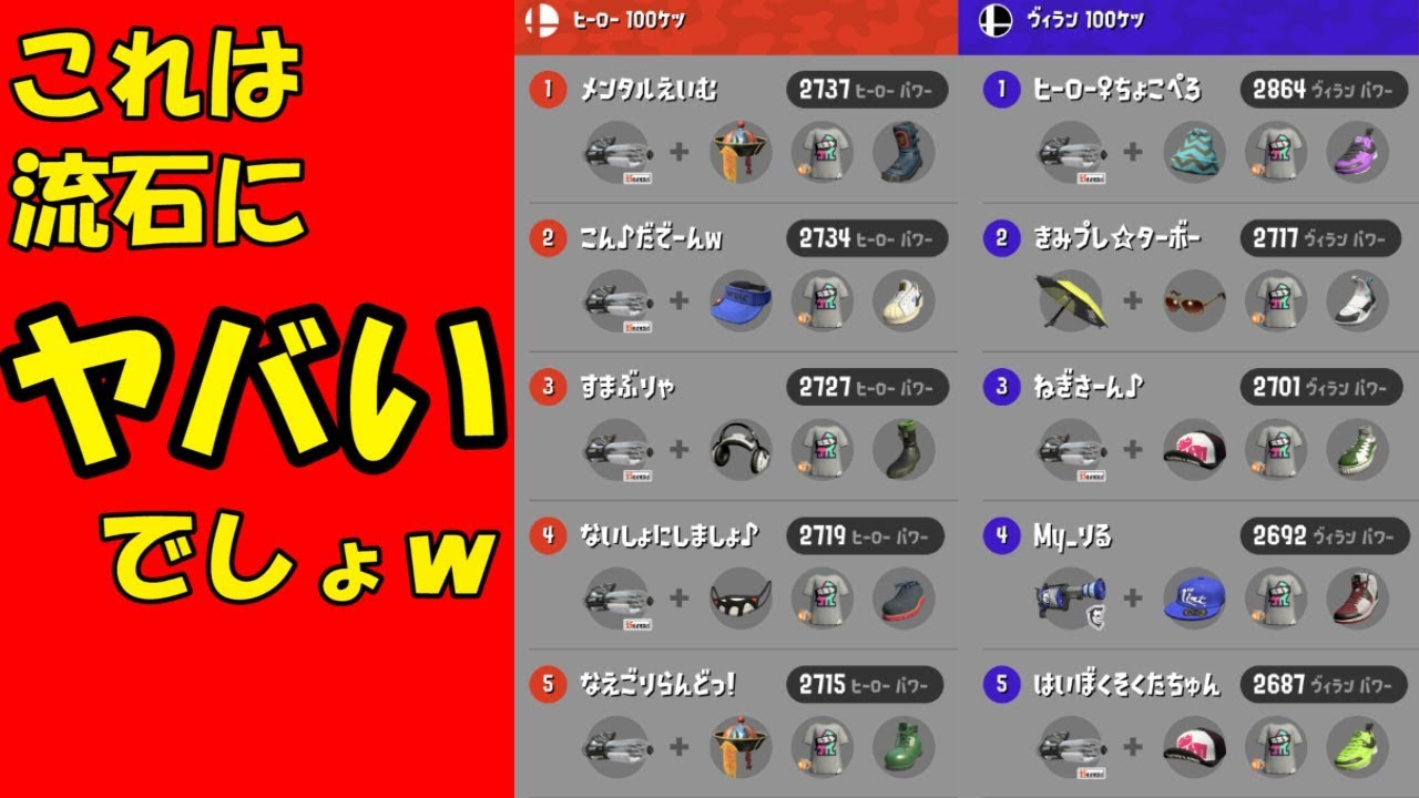 [スプラトゥーン2]これはさすがにヤバいでしょｗクーゲルだらけの5傑ｗ