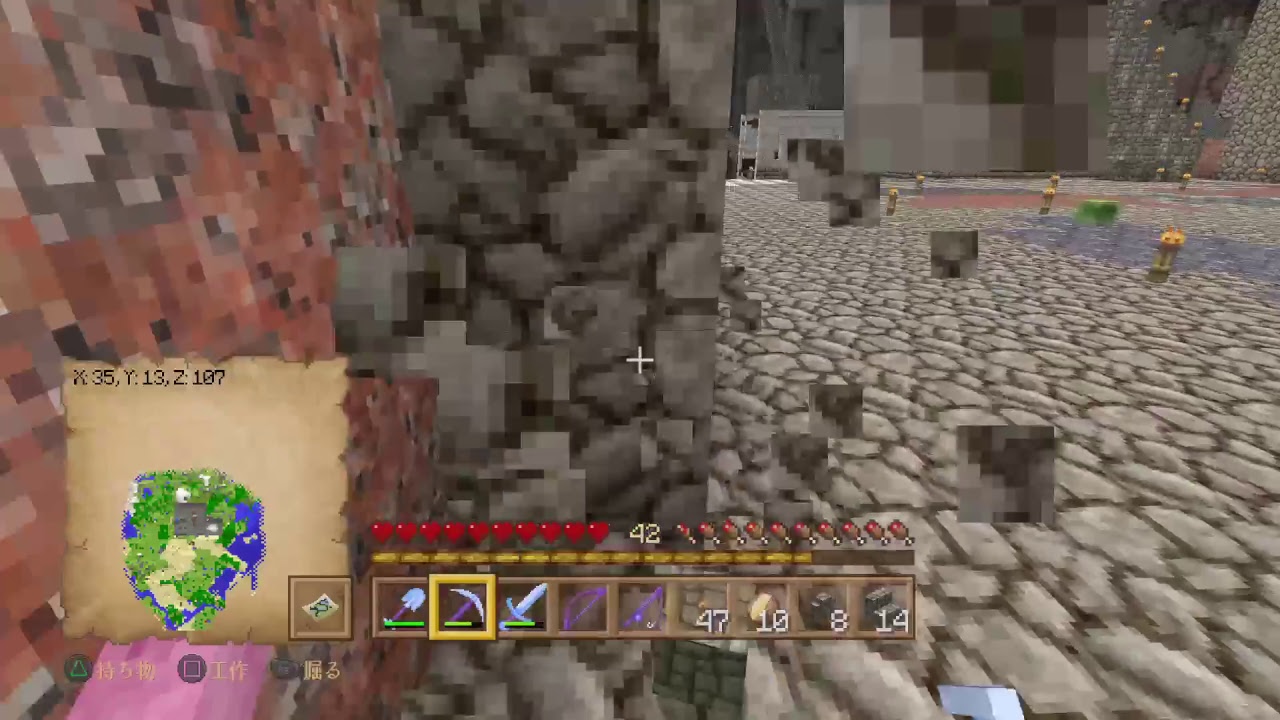 [PS4Pro][マインクラフト][初見歓迎][参加][概要欄必読]マイクラのワールド全部掘って見たいんじゃー！(雑魚過ぎるぐらい下手くそなんじゃー) part.103