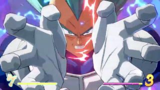 ドラゴンボール ファイターズ　世界１位スーパーサイヤ人ブルーチームVSビーデル　ベジットの鬼の固め