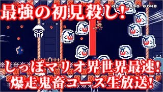 マリオメーカー しっぽマリオ界世界最速!爆走鬼畜コース生放送!