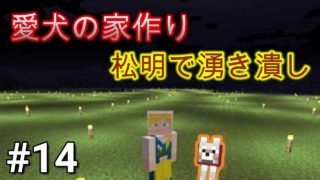 【マインクラフト】サバイバル生活14日目！愛犬の家作りと松明で湧き潰し！！【マイクラ実況】