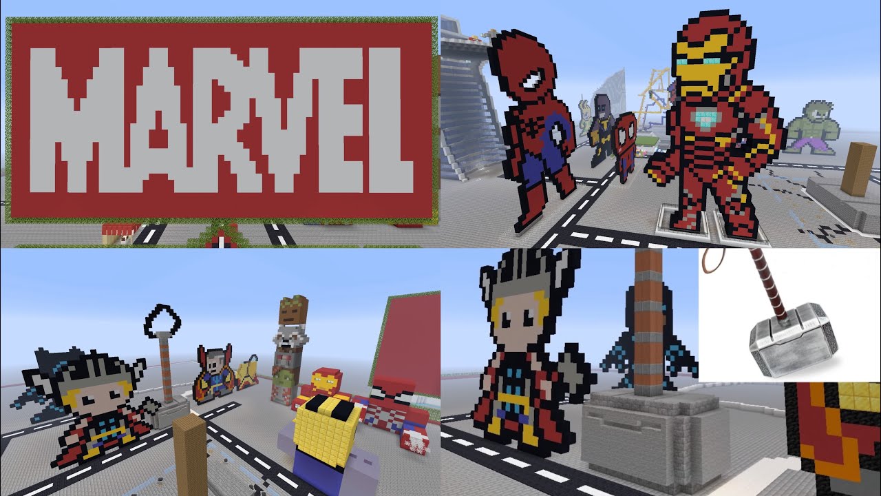 【マインクラフト】マーベル関係クリエイティブで作った！【MARVEL】