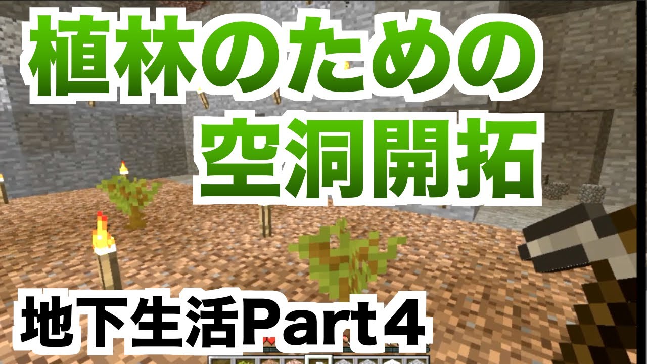 【マインクラフト：地下建設part4】地下植林のための空洞開拓！