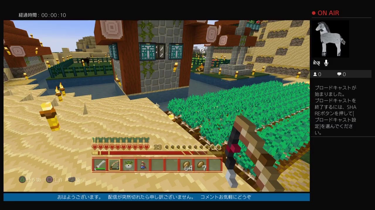 ps4　マインクラフト　こっそり初心者プレー♯2　のんびり釣りする